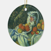 ポール・セザンヌの静物画、カーテンと花のついたピッチャー セラミックオーナメント (左)