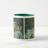 ポール・セザンヌの静物画、カーテンと花のついたピッチャー マグカップ (中央)