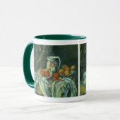 ポール・セザンヌの静物画、カーテンと花のついたピッチャー マグカップ (正面左)