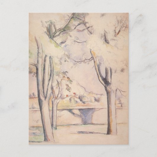 ポール・セザンヌの「木々の間から見る風景」ヴィンテージアート ポストカード (正面)