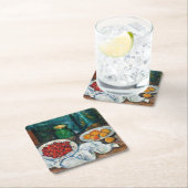 ポール・セザンヌ - チェリーと桃の静物 スクエアペーパーコースター (インサイチュ)