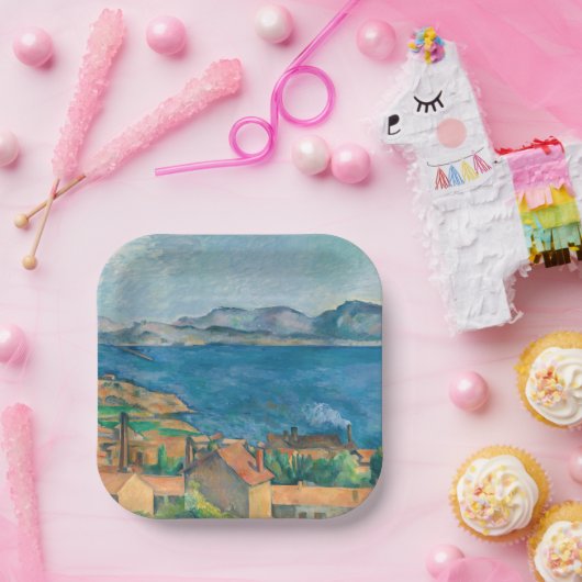 ポール・セザンヌ - マルセイユの湾、エスタックから見た景色 ペーパープレート (パーティー)