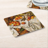 ポール・セザンヌ・リンゴ・オレンジ印象派 スクエアペーパーコースター (アングル)