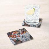 ポール・セザンヌ – 静物詩、リンゴ、オレンジ スクエアペーパーコースター (インサイチュ)