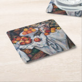 ポール・セザンヌ – 静物詩、リンゴ、オレンジ スクエアペーパーコースター (アングル)