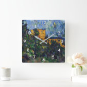 ポール・セザンヌ - 黒い城 スクエア壁時計 (ホーム)