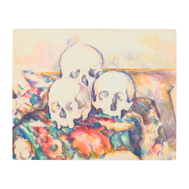 ポール・セザンヌ - 3つの頭蓋骨の水彩画 メタルプリント (正面)