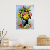 ポール・ド・ロンプレの静物画「ヴィンテージ・ローズ」 , Paul De Longpre ポスター (キッチン)