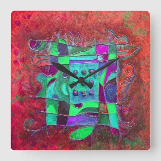 ポール・ブイチ『ポピーのオープニング』 スクエア壁時計 (正面)