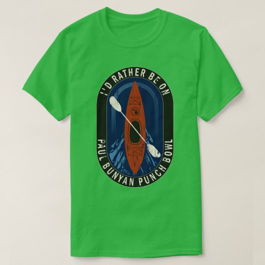 ポール・ブニャンのパンチボウルでカヤックしている Tシャツ (デザイン正面)