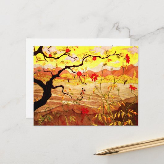 ポール・ランソンによる赤い果実のリンゴの木 ポストカード (正面/裏面インサイチュ)
