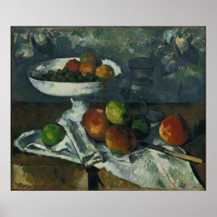 ポールCézanne -フルーツ皿が付いている静物画 ポスター