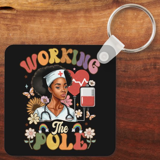 ポールICUおもしろいナース緊急看護 キーホルダー (裏面)