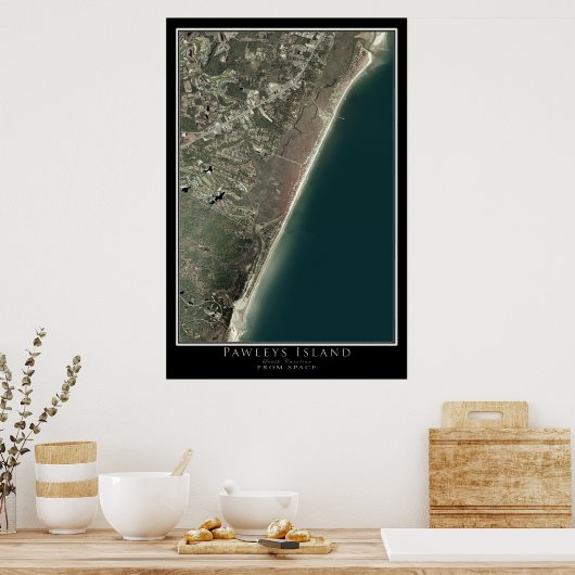 ポーレーズアイランドサウスカロライナ衛星ポスターマップ ポスター (キッチン)