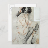 ポーレ読ットのおもちゃ犬に座る ポストカード (正面/裏面)