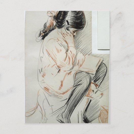 ポーレ読ットのおもちゃ犬に座る ポストカード (正面)