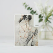 ポーレ読ットのおもちゃ犬に座る ポストカード (スタンド正面)