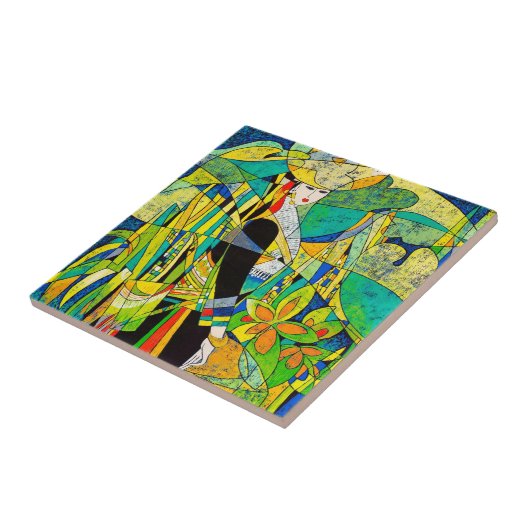 ポーンのHaoオリエンタルの抽象的な絵画の芸術に服を着せて下さい タイル (側面)