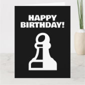ポーンクールチェス駒を持つハッピーバースデーカード カード (正面)