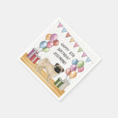 ポーンドッグパステルカラフルズハッピーバースデー スタンダードカクテルナプキン (角)