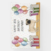 ポーンドッグパステルカラフルズハッピーバースデー 横断幕 (縦)