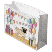 ポーンドッグパステルカラフル誕生日バルーン ラージペーパーバッグ (裏面アングル)