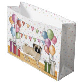 ポーンドッグパステルカラフル誕生日バルーン ラージペーパーバッグ (正面アングル)