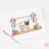 ポーンドッグパステルカラフル誕生日バルーン 長方形シール (封筒)