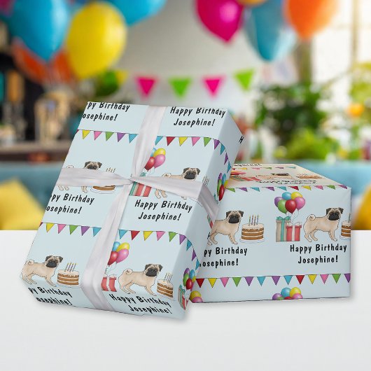 ポーンドッグ犬マンガモップカラフルハッピーバースデー ラッピングペーパー
