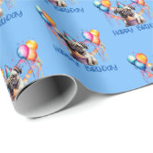 ポーンハッピーバースデーカップケーキと風船 ラッピングペーパー (ロールコーナー)
