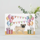 ポーンパグカートゥーンドッグパステルカラフルズ誕生日 招待状 (スタンド正面)