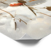 ポーン赤い果実の雪の森の落ち葉る ポスター (角)