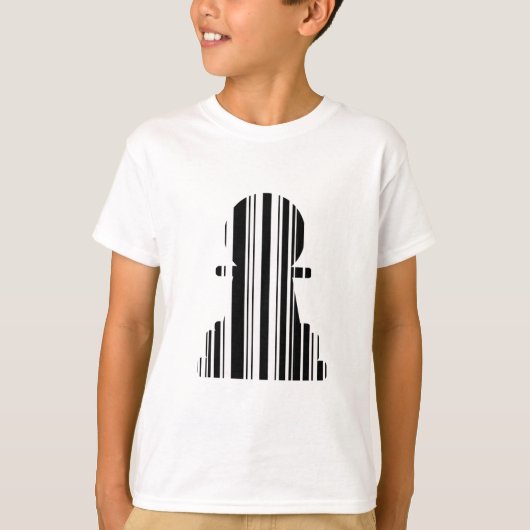 ポーン バーコード チェス駒 パターン デザイン Tシャツ (正面)