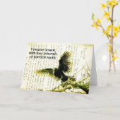 ポー引用文と手書き カード (黄色い花)