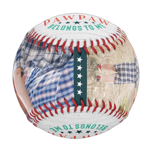 ポー最高のパー |家族パーソナライズされたの写真 野球ボール (正面)