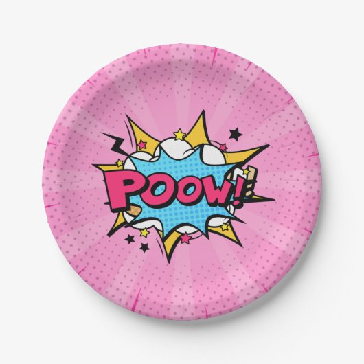 ポー漫画ブックスーパーヒーローガールズ誕生日 ペーパープレート (正面)