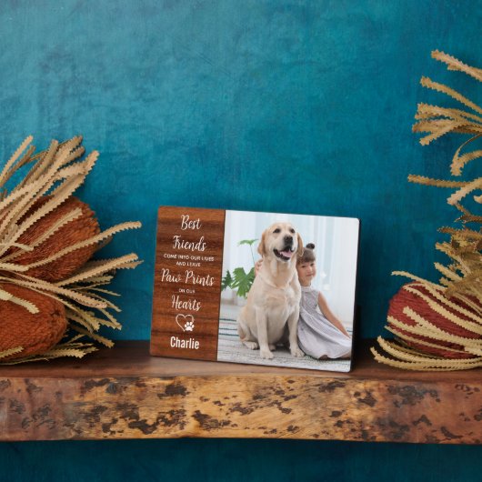 ポー素朴パーソナライズされたプ版画ペット記念 フォトプラーク (側面)