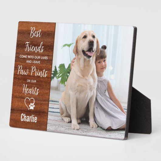 ポー素朴パーソナライズされたプ版画ペット記念 フォトプラーク (側面)