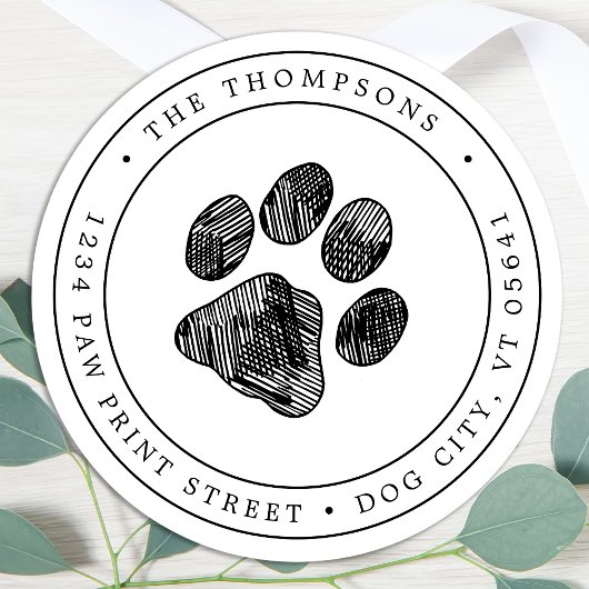 ポー素朴プ印刷シンプル差出人住所ラベル ラウンドシール