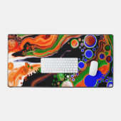 ポー絵画ルスタイル流体カラフル芸術 デスクマット (キーボード&マウス)