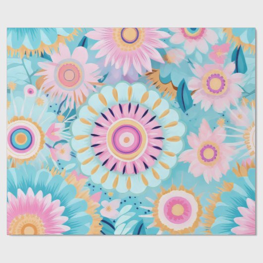 ポー鮮やかホフローラ爆発インパステルヒュース ラッピングペーパー (フラット)