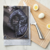 ポー「夕べスター」ビクトリアンアートポエトリー茶タオル キッチンタオル (四つ折り)