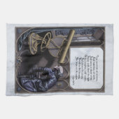 ポー「夕べスター」ビクトリアンアートポエトリー茶タオル キッチンタオル (横)