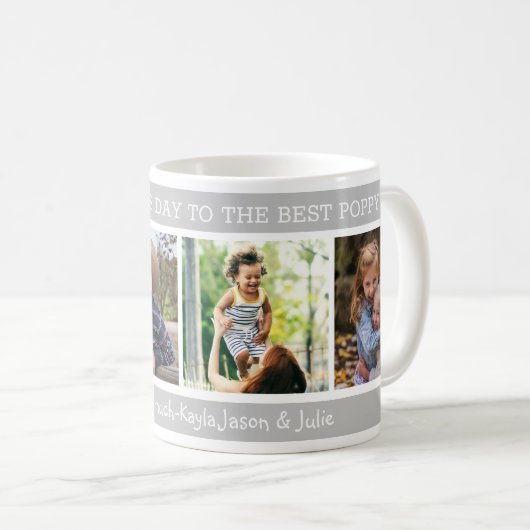 ポ最高のピーハッピーパザーズデイ4フォトコラージュ  コーヒーマグカップ (正面右)