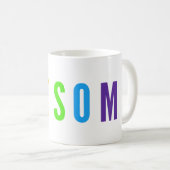 ポ素晴らしリティブなハッピーアップ虹色文字 コーヒーマグカップ (正面右)