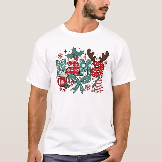 マおもしろいマクロースクリスマスクラブ Tシャツ (正面)
