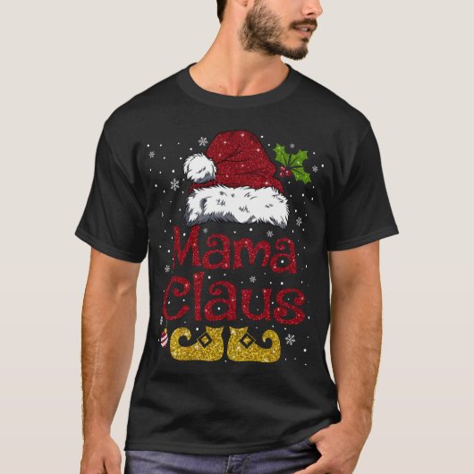 マおもしろいマクロースマッチングファミリークリスマスサンタH Tシャツ (正面)