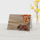 マよくはしゃぐウスあいさつ付きオレンジ空白の猫 カード (黄色い花)