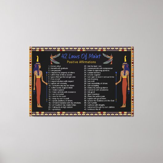 マアトの42の法則 - ポジティブなアファメーション キャンバスプリント (正面)