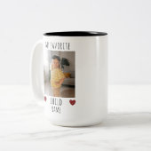 マイおもしろいお気に入りのチャイルド2の写真と名前のカスタム ツートーンマグカップ (正面左)